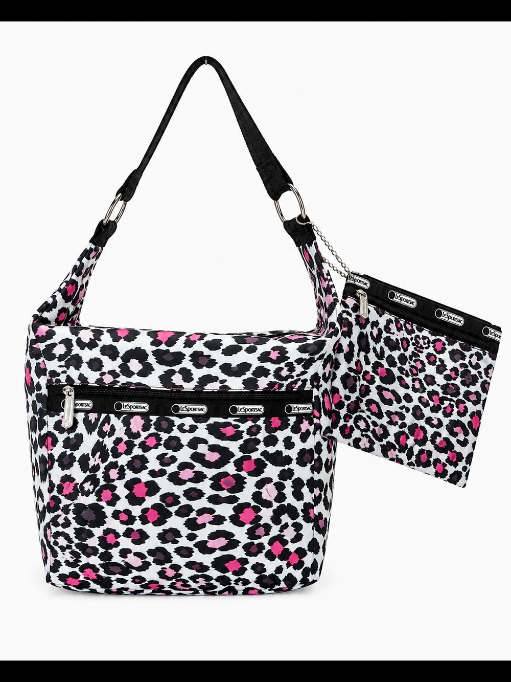 LeSportsac Lippicat Pink Leopard Hobo Bag Pouch Y2K